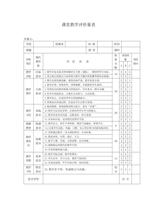 课堂评价量规MicrosoftWord文档