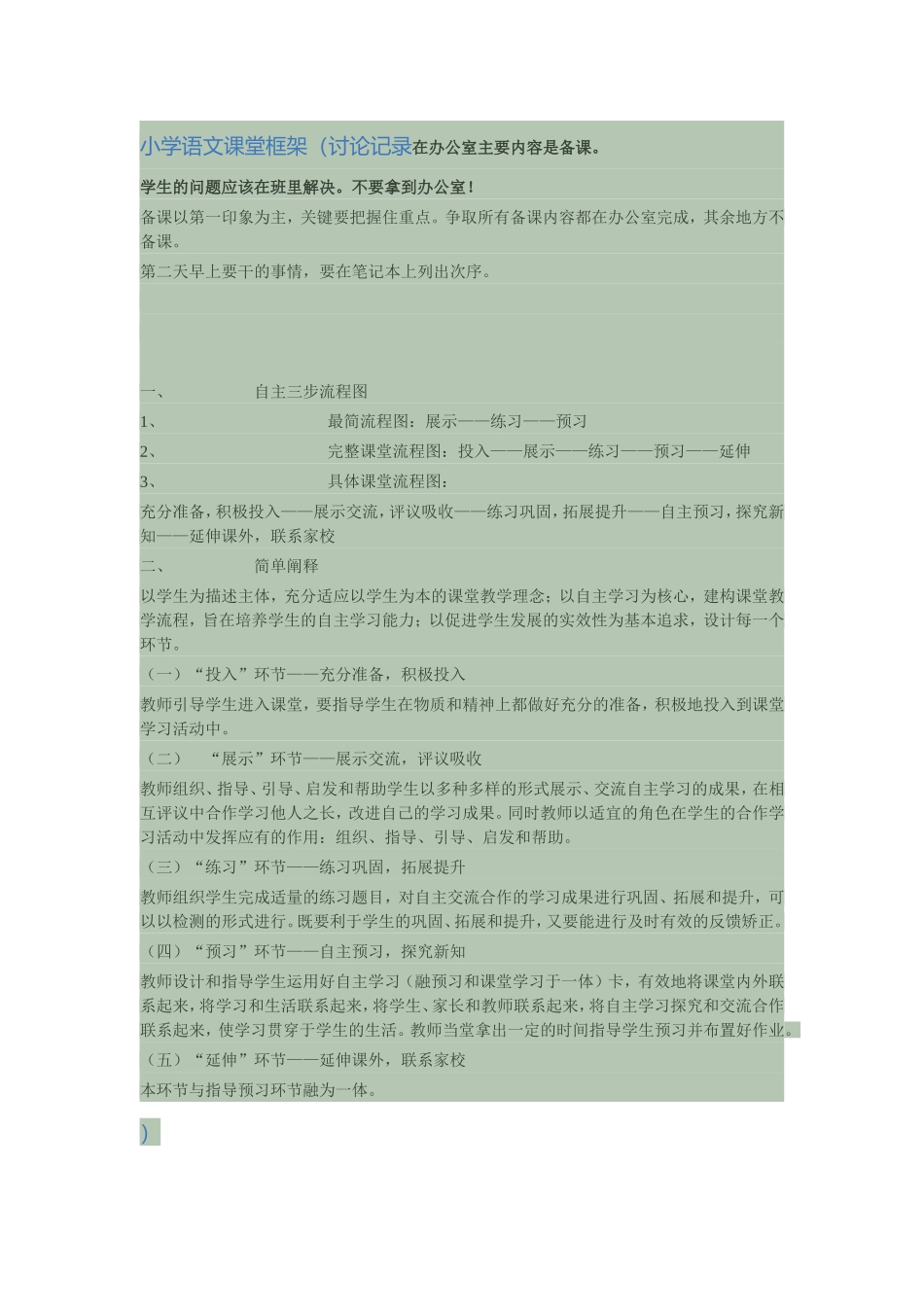 小学语文课堂框架_第1页