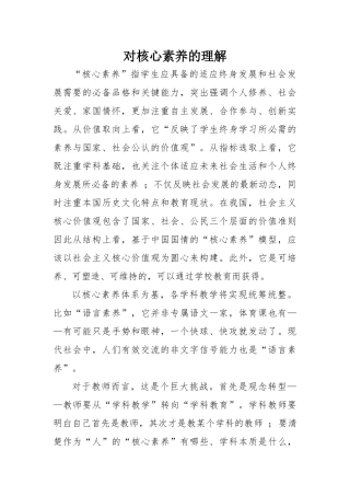 对核心素养的理解