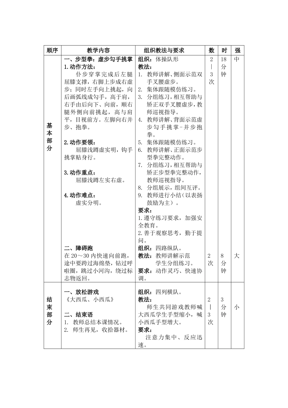 五年级《武术》步型拳设计意图教学反思教案_第3页