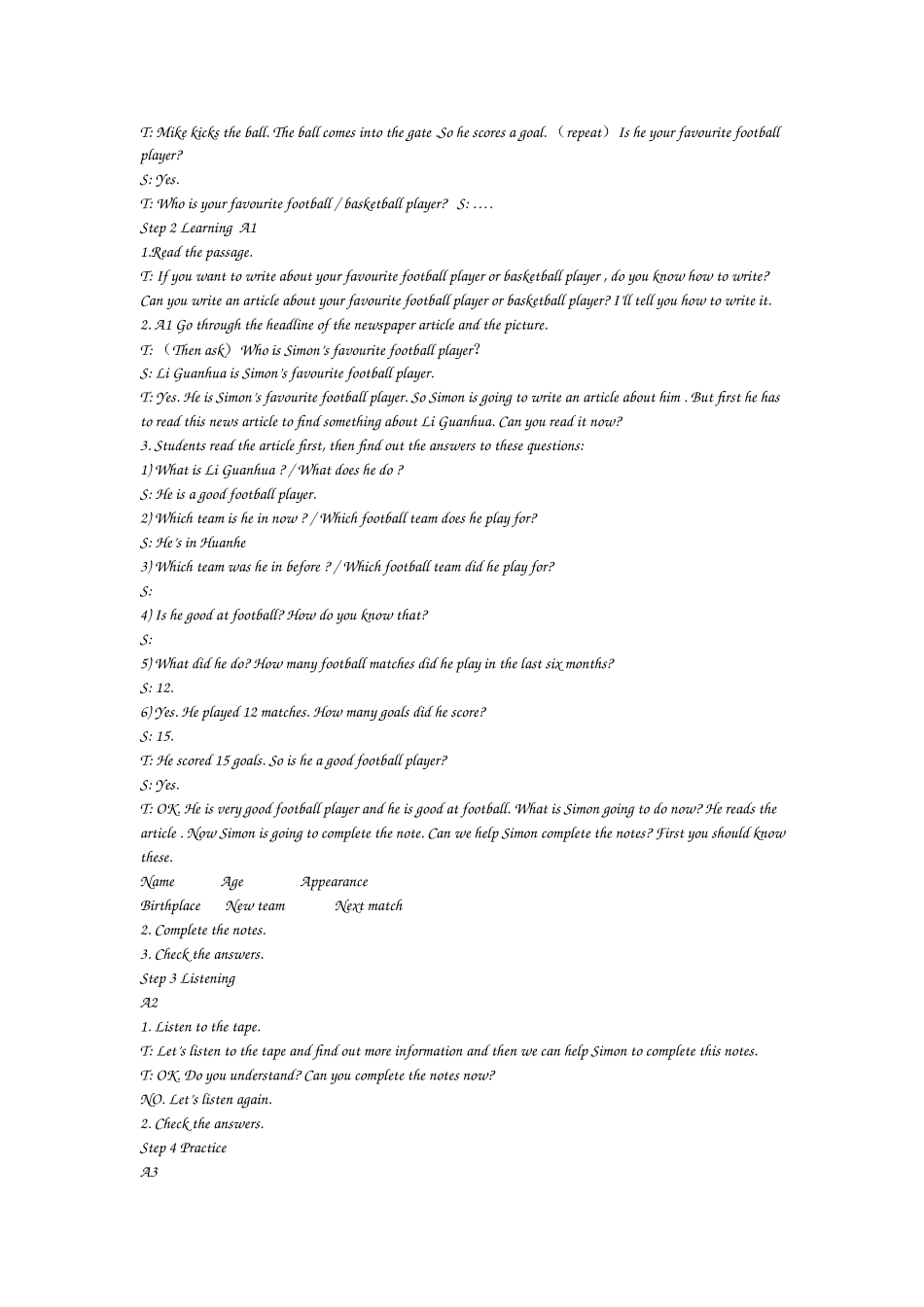 牛津初中英语7A第一单元第七课时教案_第2页