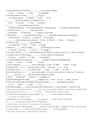 状语从句练习题