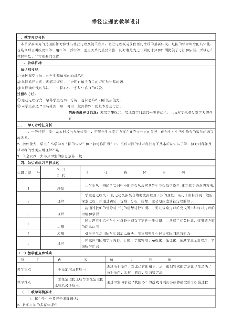 垂径定理的教学设计_第1页