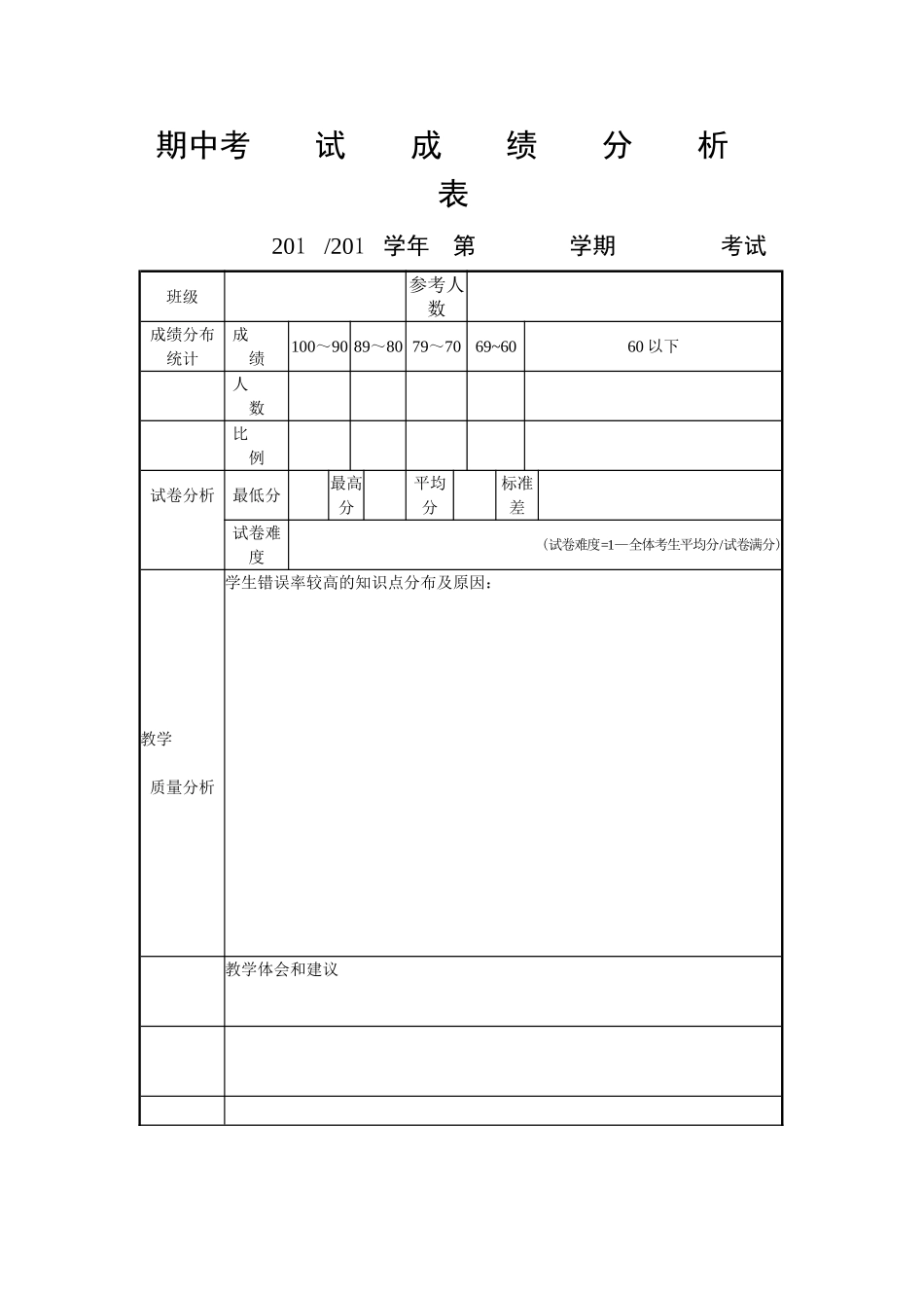 期中考试成绩分析表_第1页