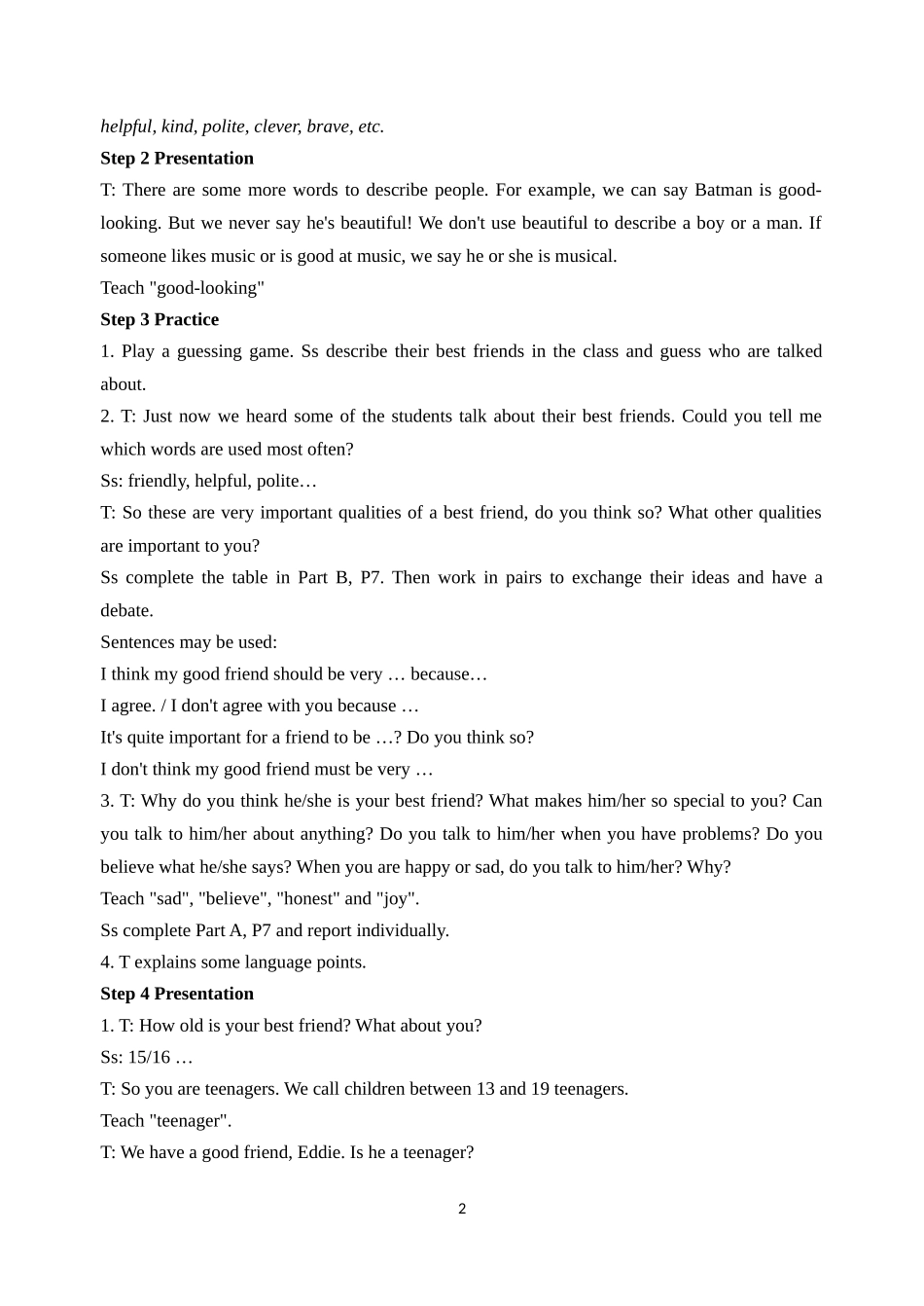 8A-Unit1-Friends教案_第2页