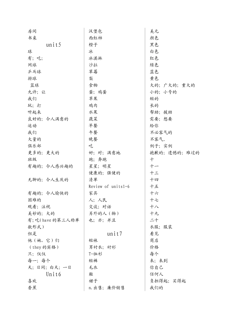 七年级上册单词汉译英_第2页