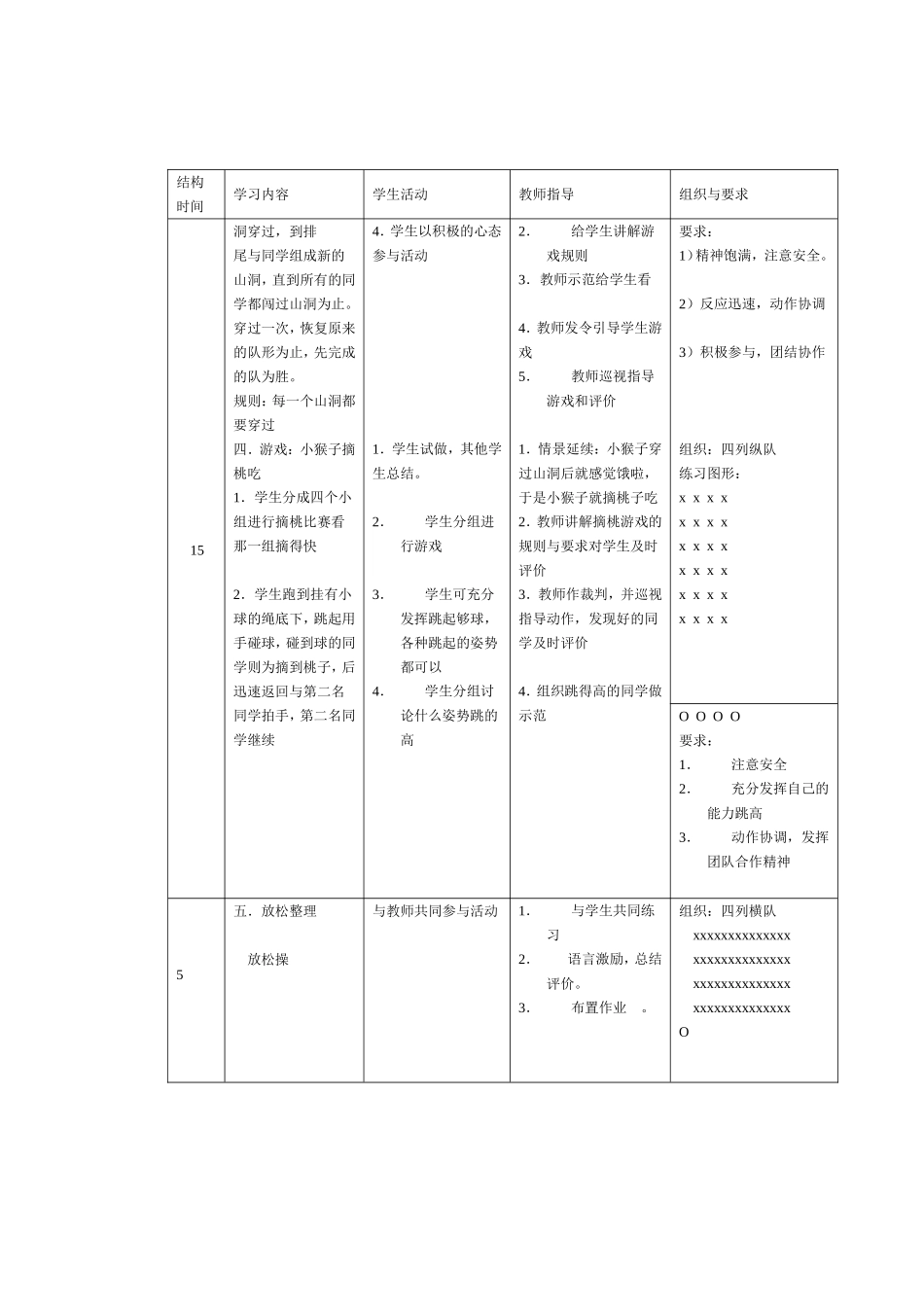 体育教案-快乐的小猴子_第3页