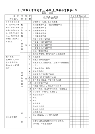 2014年下学期体育教学计划(篮球)