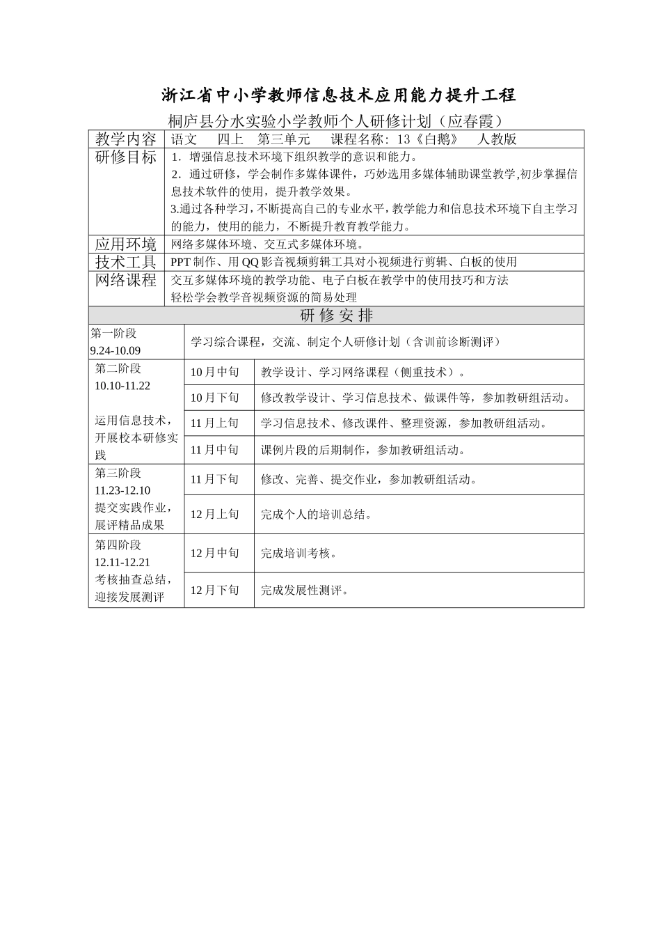应春霞个人研修计划_第1页