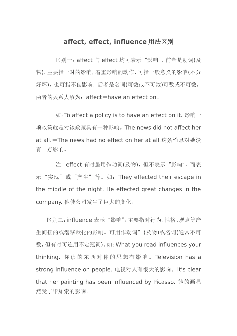 affect--effect--influence-用法区别_第1页