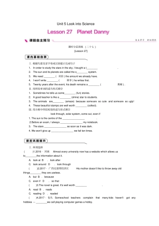 九年级英语上册Unit5LookintoScienceLesson27PlanetDanny作业冀教版
