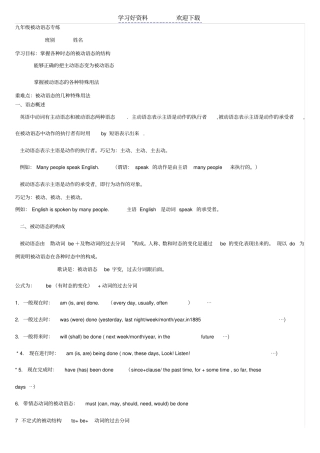 九年级被动语态专练