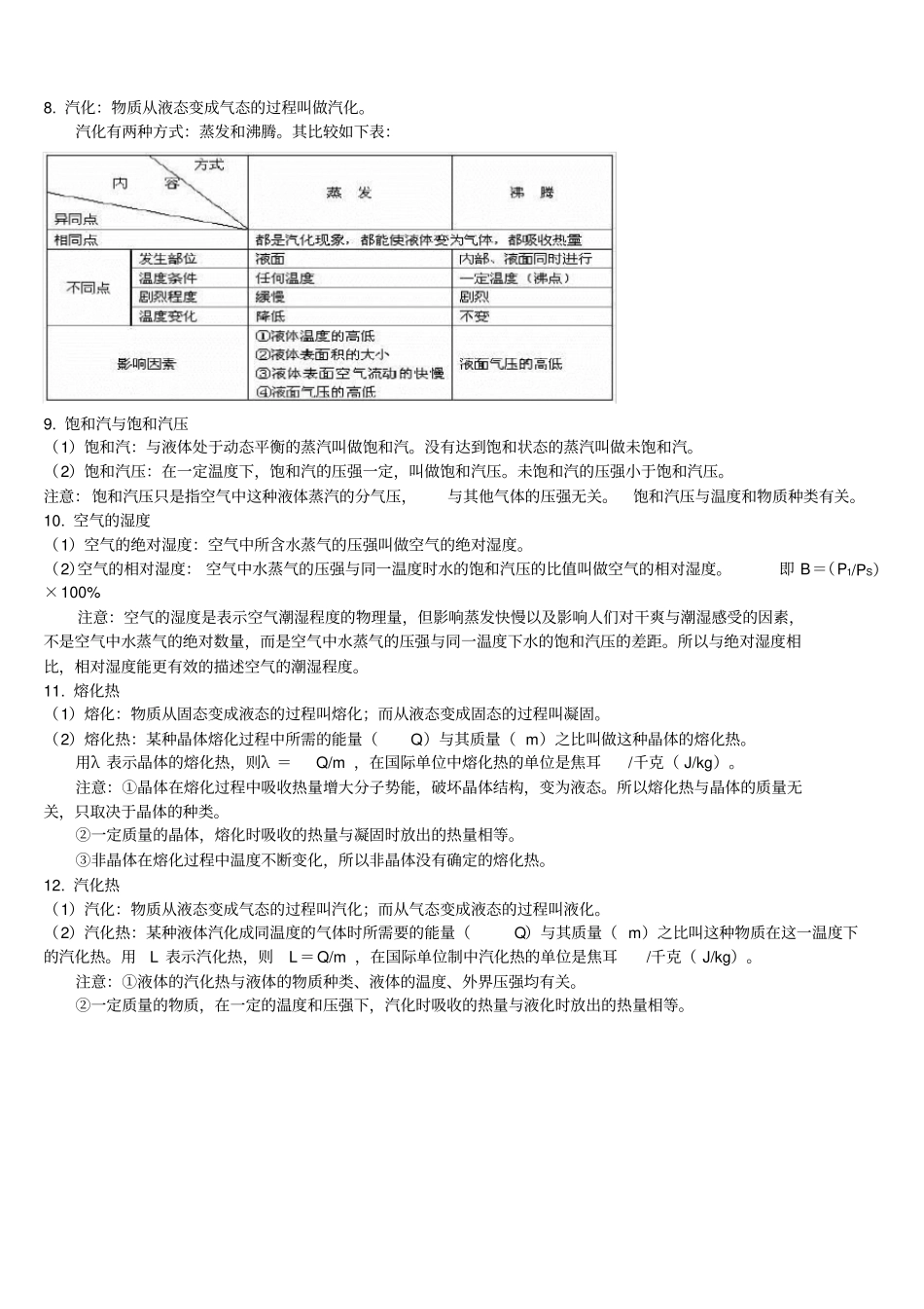 九章-固体、液体和物态变化知识点全面_第2页