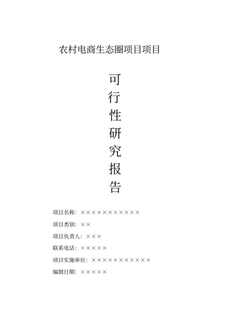 乡农村电商项目可行性研究报告