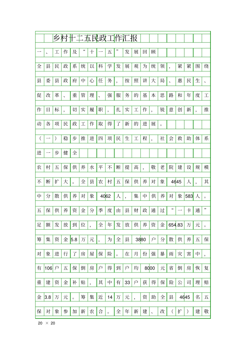 乡村十二五民政工作汇报精品工作报告_第1页