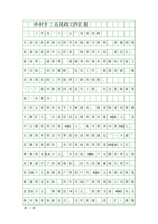 乡村十二五民政工作汇报精品工作报告