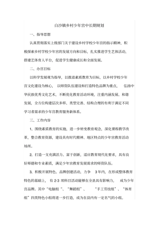 乡村少年宫中长期规划2