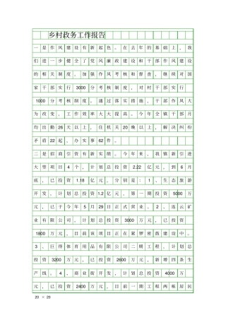 乡村政务工作报告精品工作报告