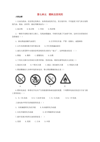 九年级化学上册 第七单元(燃料及其利用)综合训练 新人教版试卷