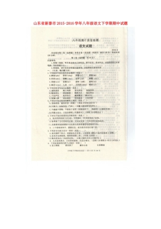 山东省新泰市 八年级语文下学期期中试卷(扫描版)(五四制)试卷