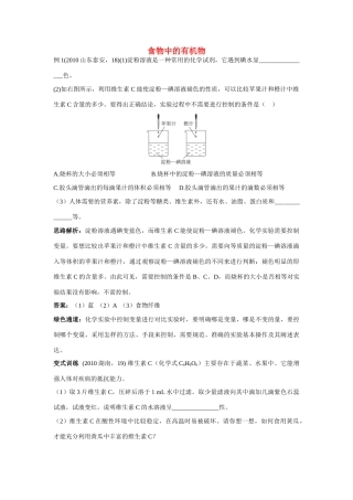 九年级化学 食物中的有机物例题与探究 鲁教版试卷
