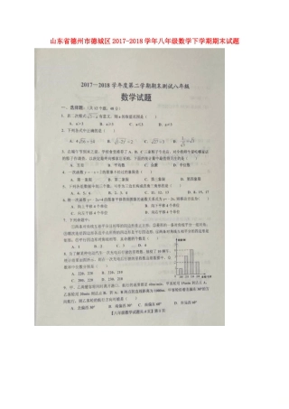 山东省德州市德城区 八年级数学下学期期末试卷(扫描版，无答案) 新人教版试卷