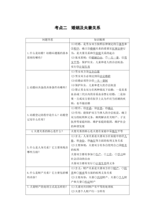 （浙江专用）高考政治二轮复习 专题二十三 家庭与婚姻 考点二 婚姻及夫妻关系试题-人教版高三全册政治试题