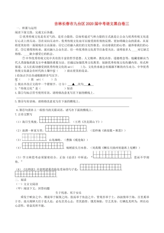 中考语文黑白卷三试卷