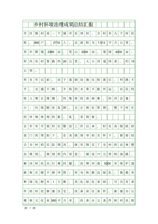 乡村环境治理成果总结汇报精品工作报告