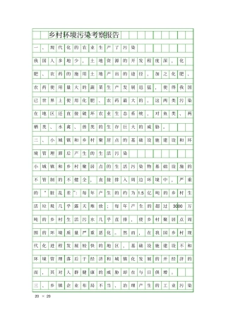 乡村环境污染考察报告精品工作报告