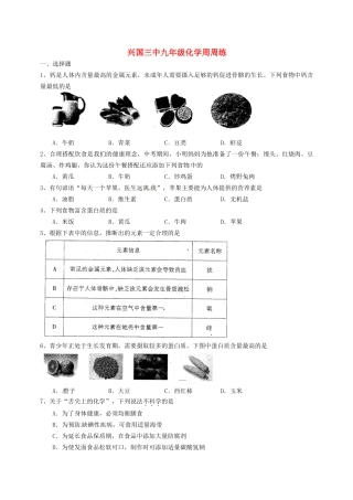 九年级化学周周练试卷1试卷