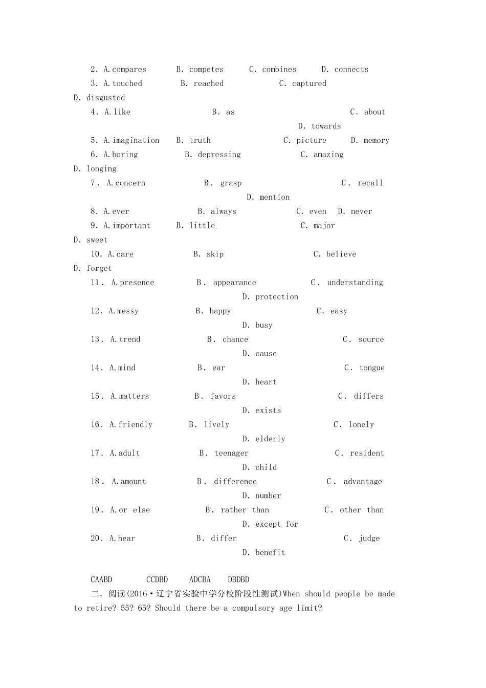 四川省宜宾市一中高三英语上学期第8周周训练题试卷_第2页