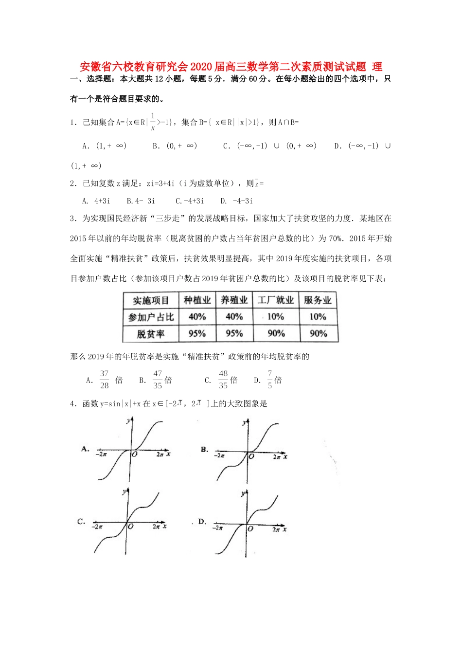 安徽省六校教育研究会高三数学第二次素质测试试卷 理 安徽省六校教育研究会高三数学第二次素质测试试卷 理 安徽省六校教育研究会高三数学第二次素质测试试卷 理_第1页