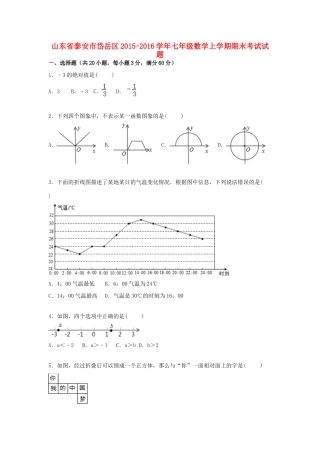 山东省泰安市岱岳区七年级数学上学期期末考试试卷 新人教版试卷