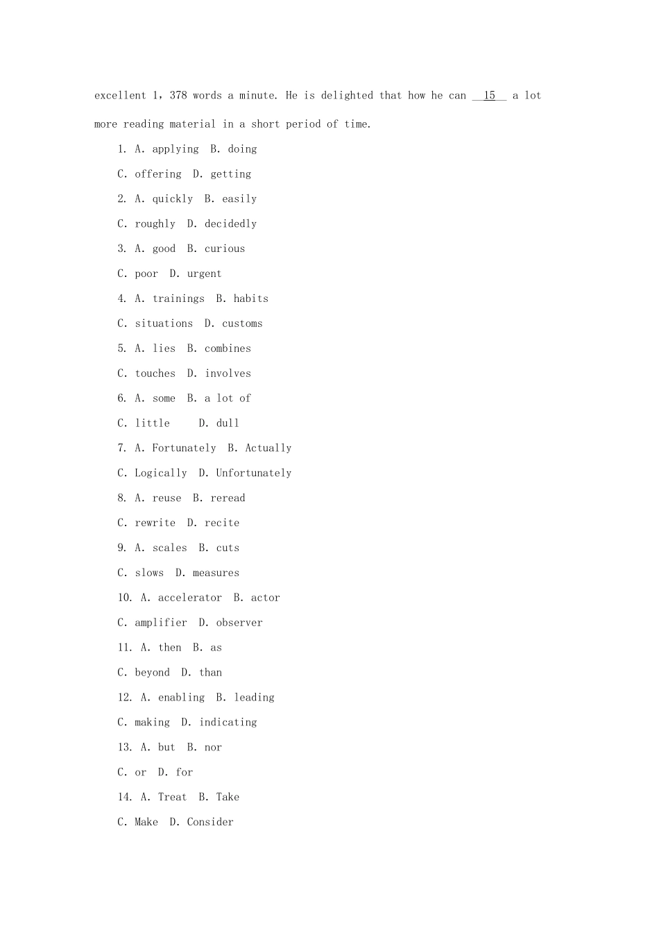 山东省青岛市高考英语二轮复习 完形填空选练(3)试卷_第2页