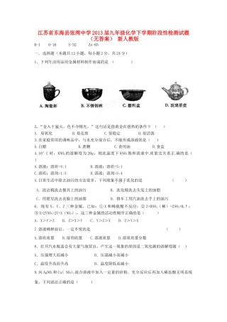 九年级化学下学期阶段性检测试卷 新人教版试卷