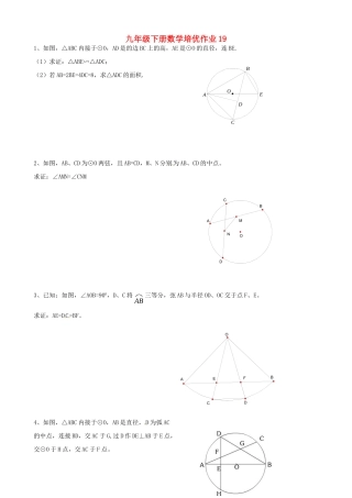 九年级数学下学期培优作业19 苏科版试卷