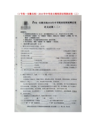 中考语文精准原创预测试卷(三)新人教版试卷