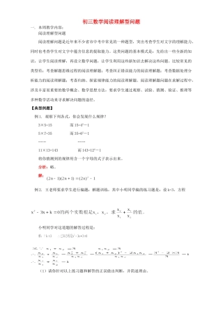 初三数学阅读理解型问题 湘教版 试题