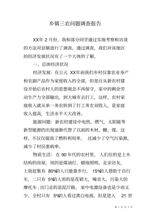 乡镇三农问题调查报告