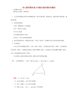 初三数学期末复习专题尺规作图知识精讲 华东师大版 试题
