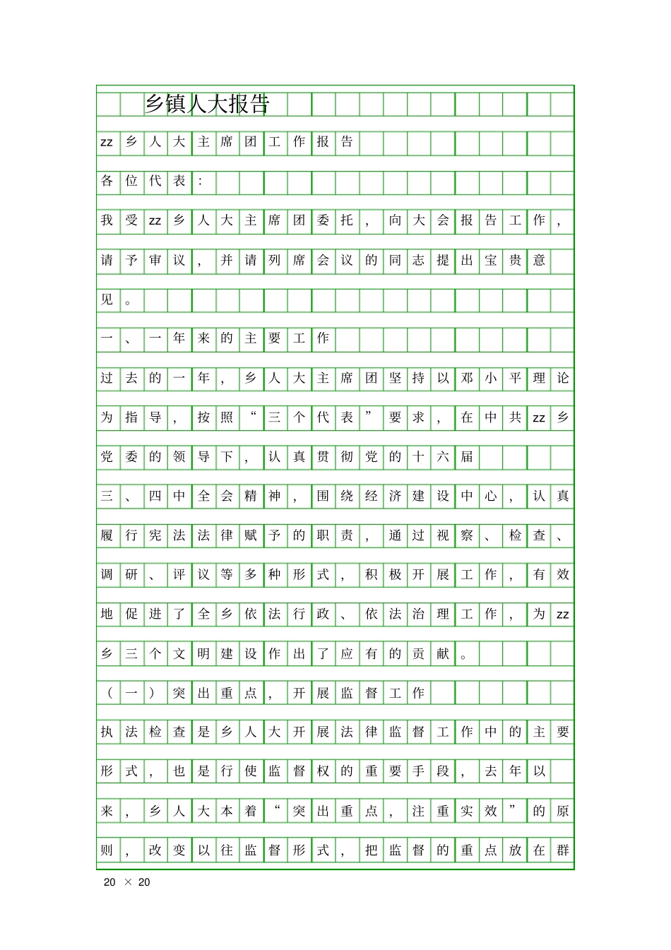 乡镇人大报告精品工作报告_第1页