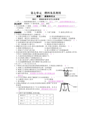 九年级化学上册 第七单元 燃料及其利用同步测试卷(pdf)(新版)新人教版试卷