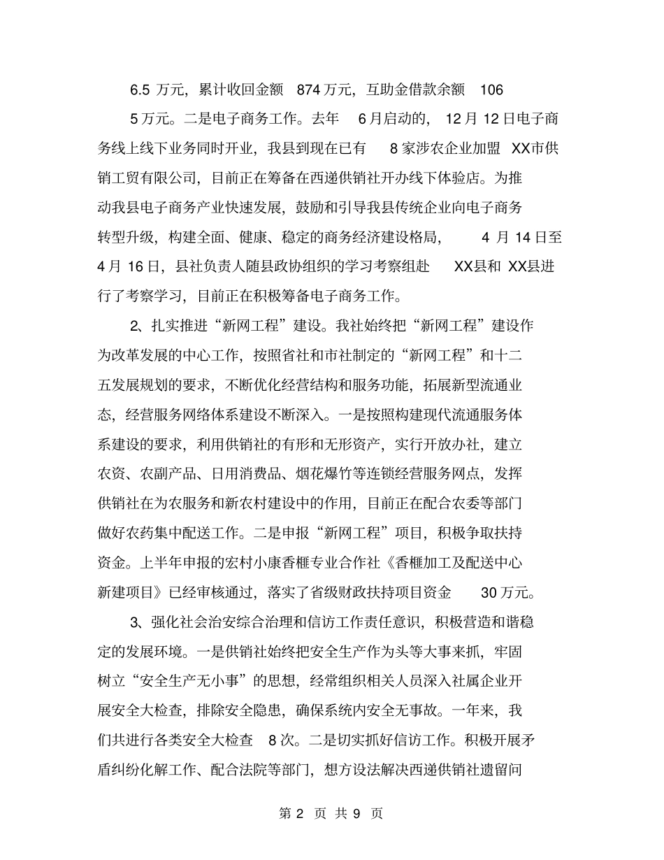 乡镇供销社年工作总结及工作计划【可编辑版】_第2页