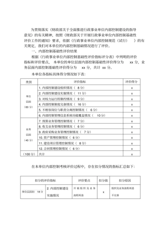 乡镇内部控制考核评价报告