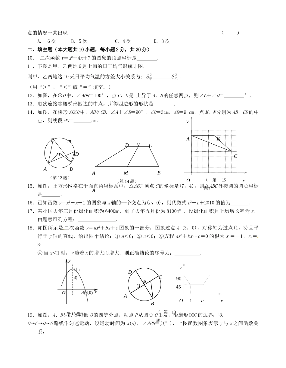 九年级数学上学期期末复习卷3 北师大版试卷_第2页