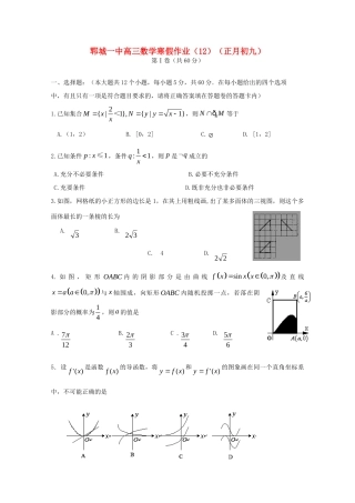 山东省郓城一中高三数学上学期寒假作业(12)新人教A版试卷