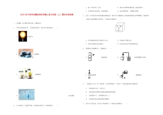 安徽省阜阳市颍上县九年级化学上学期期末试卷试卷