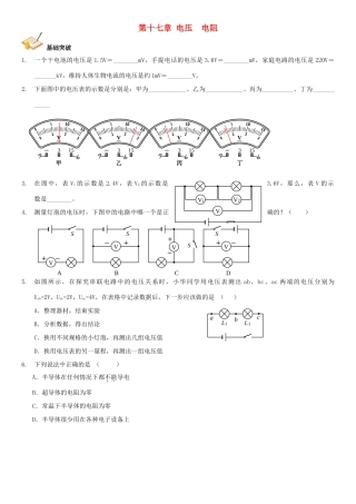 中考物理总复习 第十七章 电压 电阻基础突破试卷