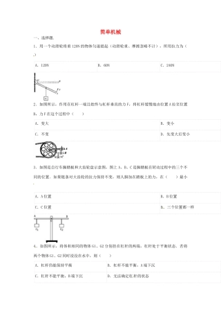 中考物理二轮模拟试卷 简单机械试卷